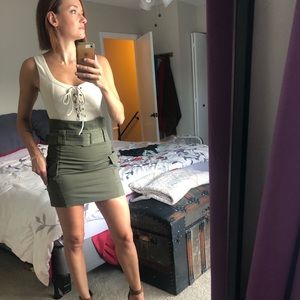 Meshki lace up body suit in cream